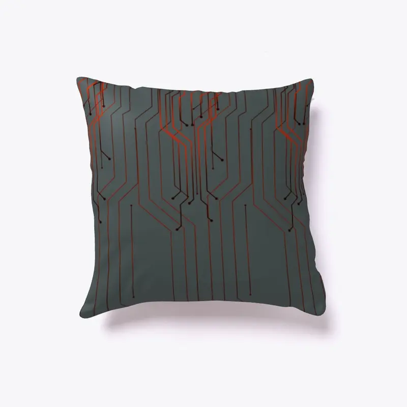 Red Circuit style Pillow