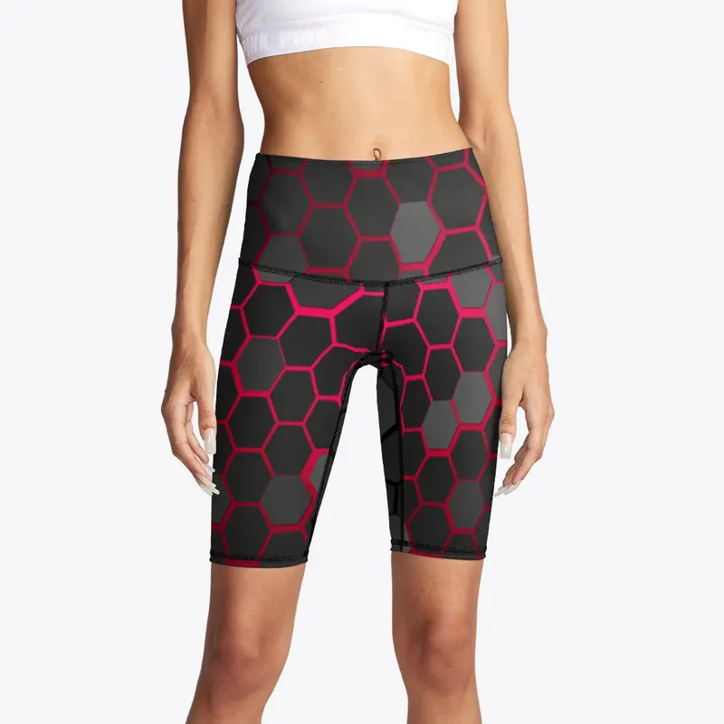 Honeycomb Red and black Legging, shorts