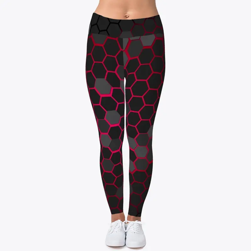 Honeycomb Red and black Legging, shorts