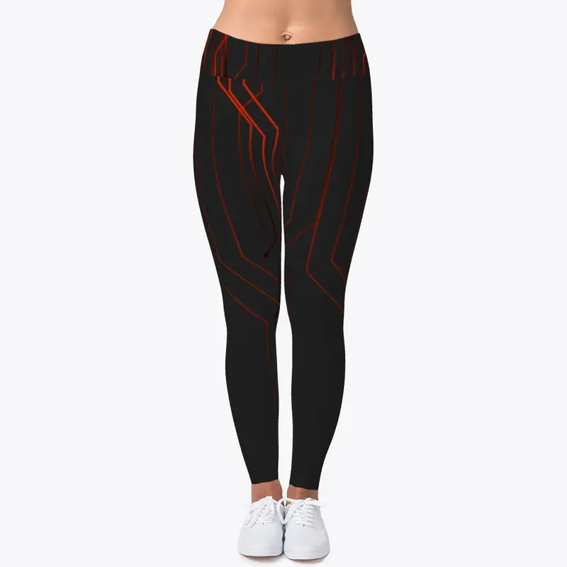 Red Circuit style Leggings, Joggers